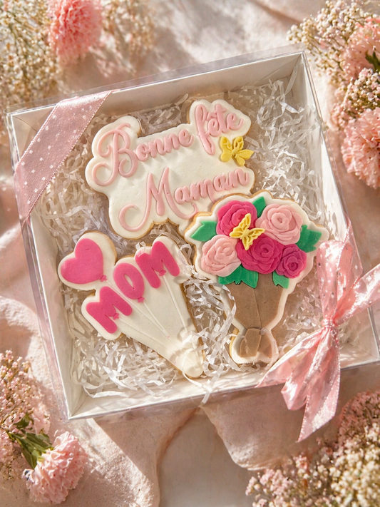 Coffret biscuits Fête des Mères – Cadeau gourmand personnalisé “Bonne fête Maman”